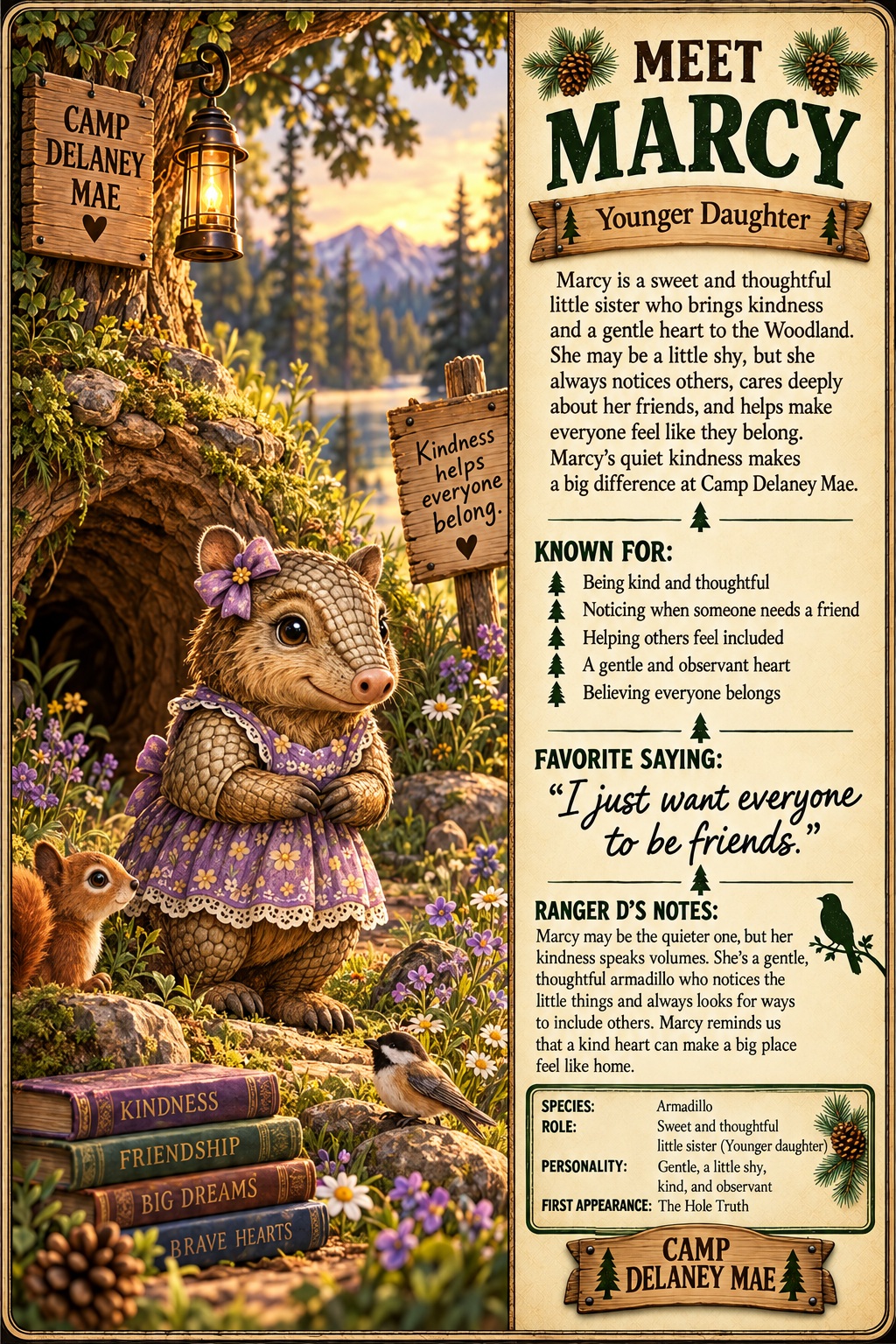 Marcy Armadillo character card