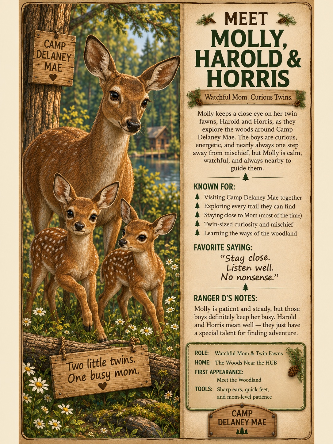Molly, Harold & Horris character card
