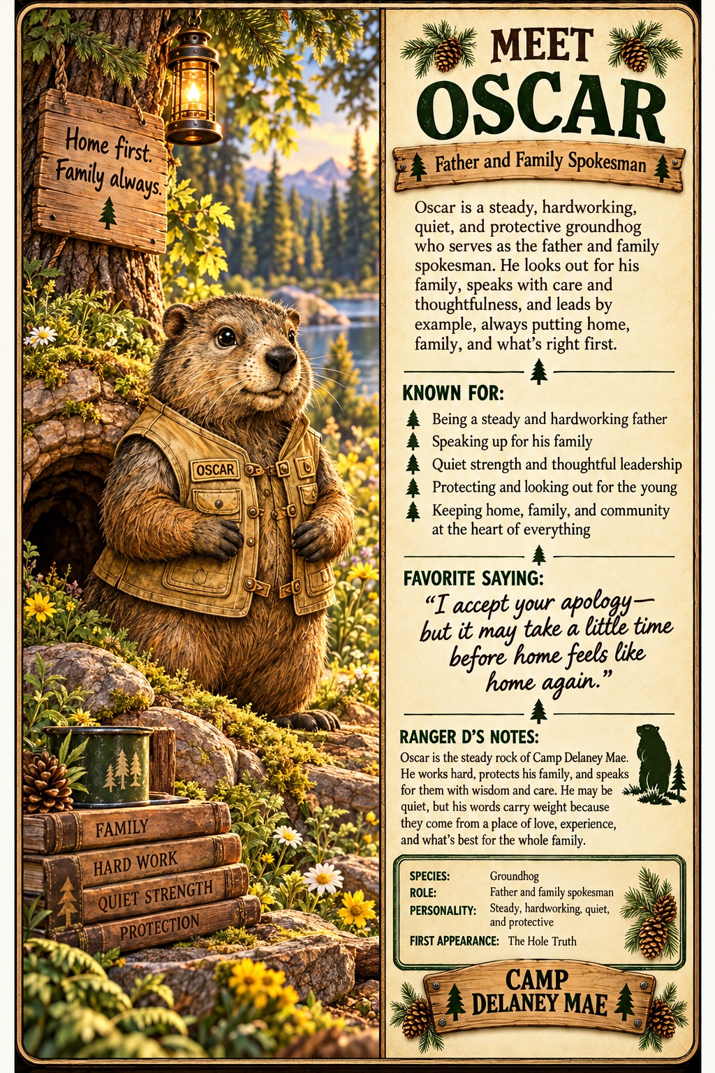 Oscar Groundhog character card