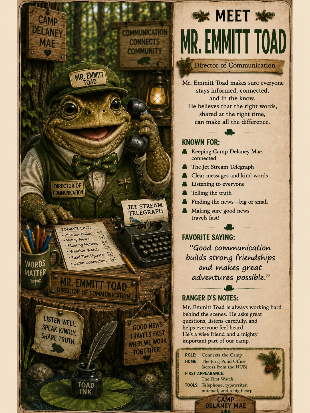 Mr. Emmitt Toad character card